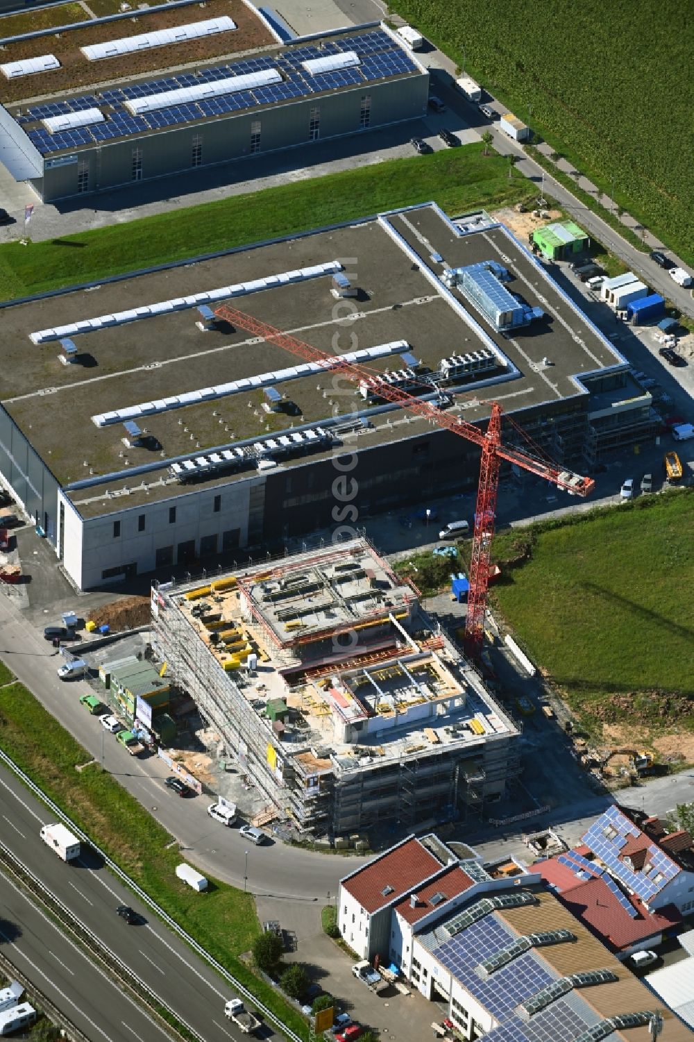 Aerial image Remshalden - New construction of the company administration building In den Breitwiesen corner Wiesenstrasse in the district Grunbach in Remshalden in the state Baden-Wuerttemberg, Germany