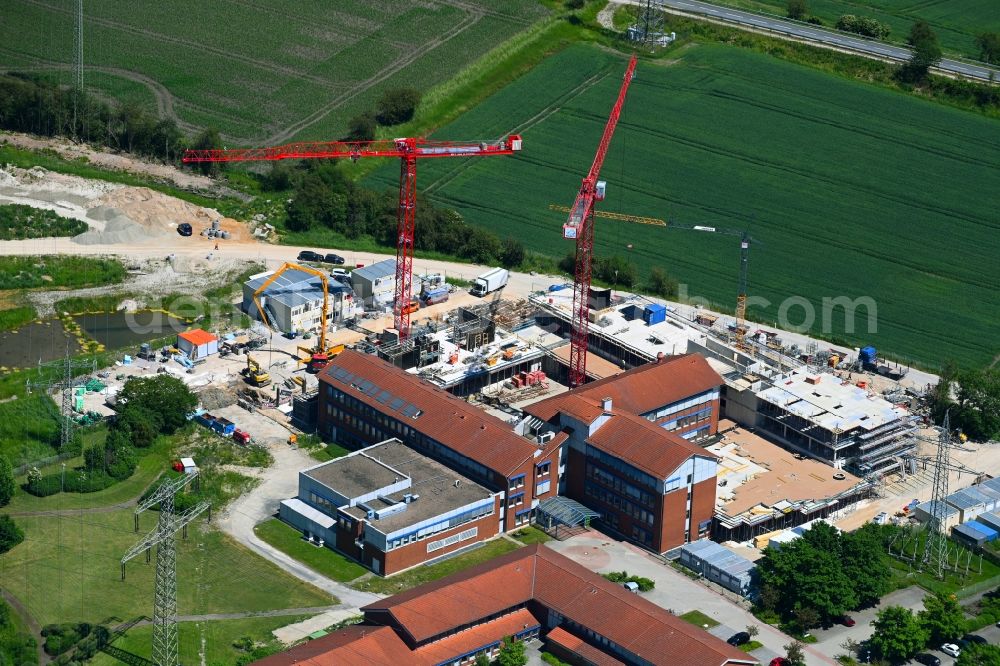 Lehrte from above - New construction of the company administration building and Campus in the district Ahlten in Lehrte in the state Lower Saxony, Germany