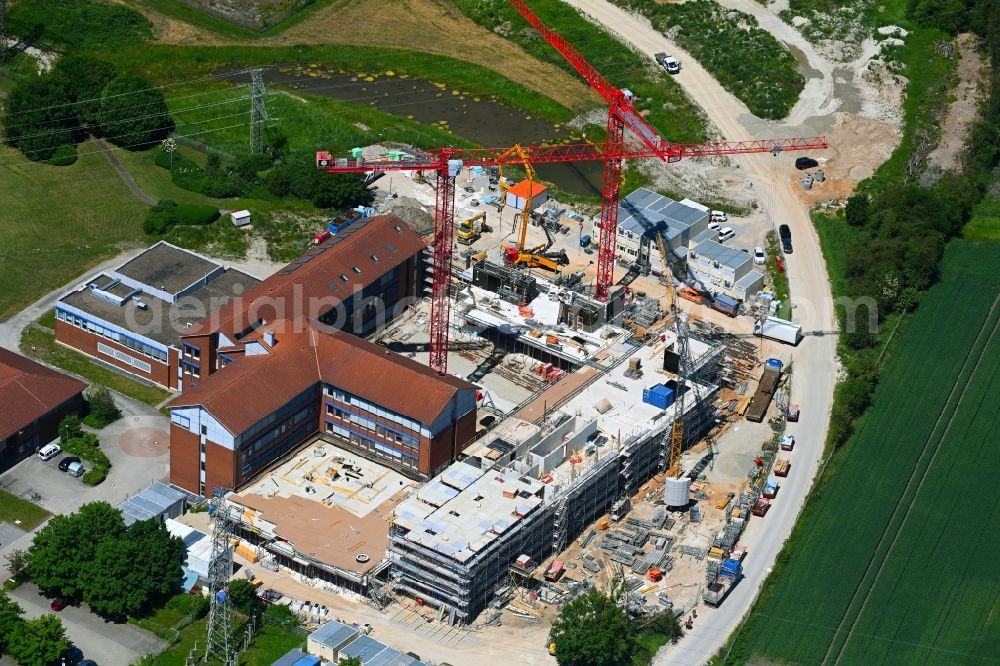 Lehrte from above - New construction of the company administration building and Campus in the district Ahlten in Lehrte in the state Lower Saxony, Germany