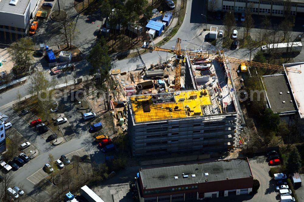 Aerial image Nürnberg - New construction of the company administration building on Campus Nordostpark in the district Schafhof in Nuremberg in the state Bavaria, Germany