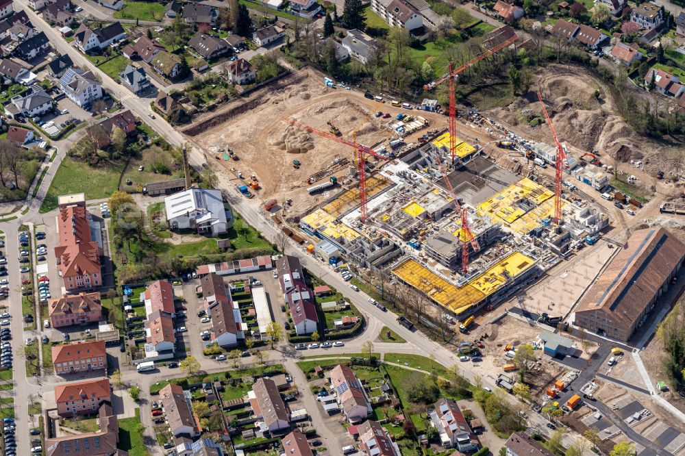 Aerial photograph Achern - New construction of the company administration building IT Campus Powercloud Auf den Illenauwiesen on Illenauer Strasse in the district Oberachern in Achern in the state Baden-Wuerttemberg, Germany