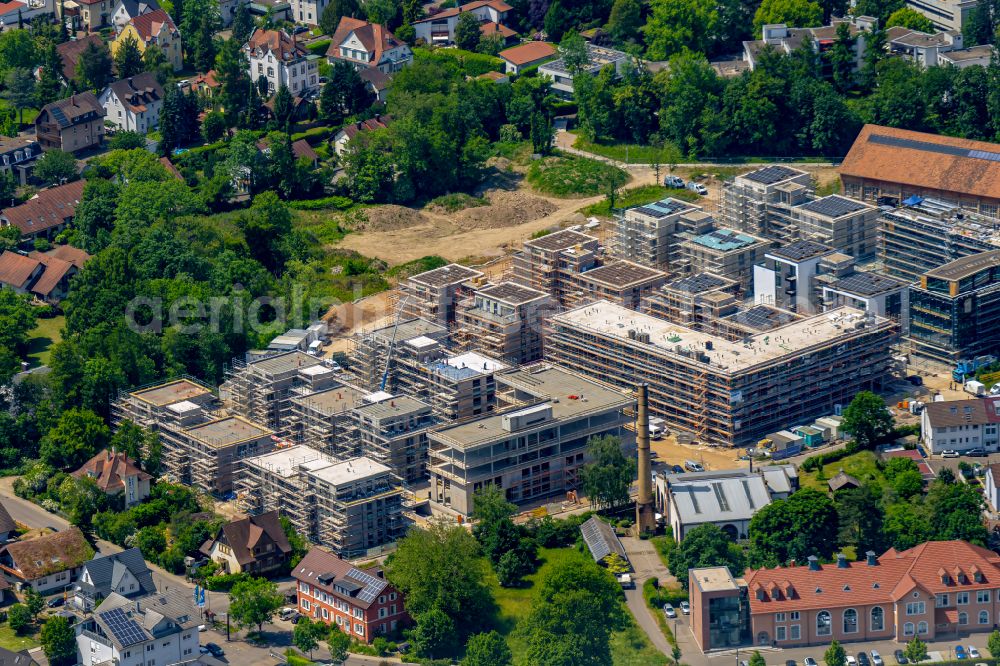 Achern from the bird's eye view: New construction of the company administration building IT Campus Powercloud Auf den Illenauwiesen on Illenauer Strasse in the district Oberachern in Achern in the state Baden-Wuerttemberg, Germany