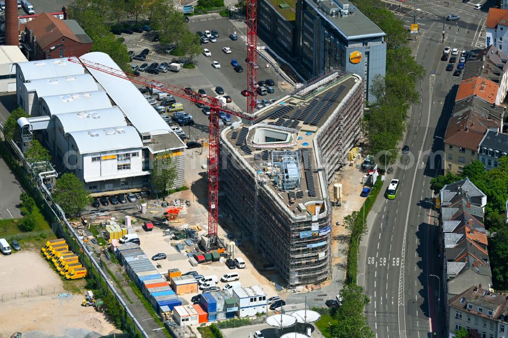 Darmstadt from the bird's eye view: New construction of the company administration building of COUNT+CARE - ENTEGA on street Kasinostrasse in Darmstadt in the state Hesse, Germany