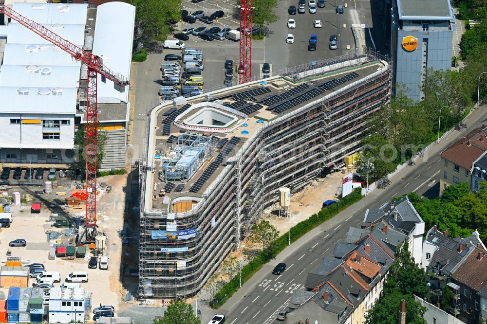 Aerial image Darmstadt - New construction of the company administration building of COUNT+CARE - ENTEGA on street Kasinostrasse in Darmstadt in the state Hesse, Germany