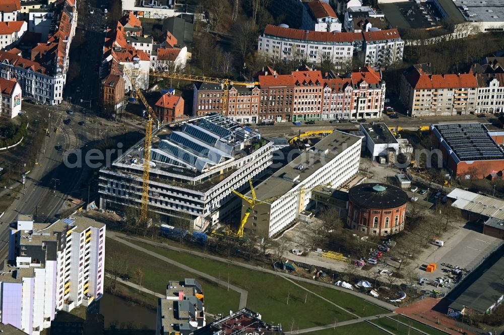 Hannover from the bird's eye view: New construction of the company administration building of enercity Konzernzentrale in the district Calenberger Neustadt in Hannover in the state Lower Saxony, Germany