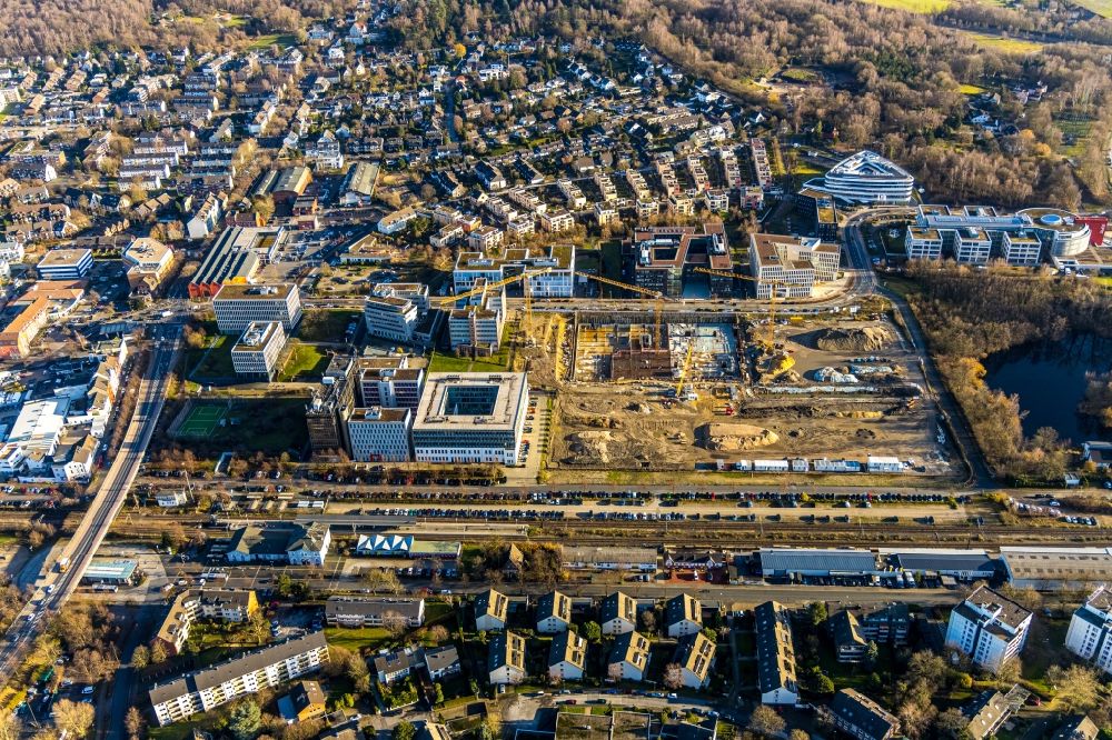 Aerial image Ratingen - New construction of the company administration building Esprit Europe GmbH Headquarters in the district Homberg in Ratingen in the state North Rhine-Westphalia, Germany