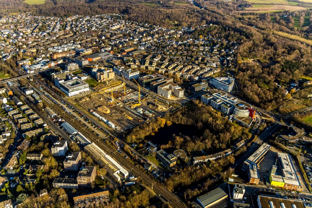 Aerial photograph Ratingen - New construction of the company administration building Esprit Europe GmbH Headquarters in the district Homberg in Ratingen in the state North Rhine-Westphalia, Germany