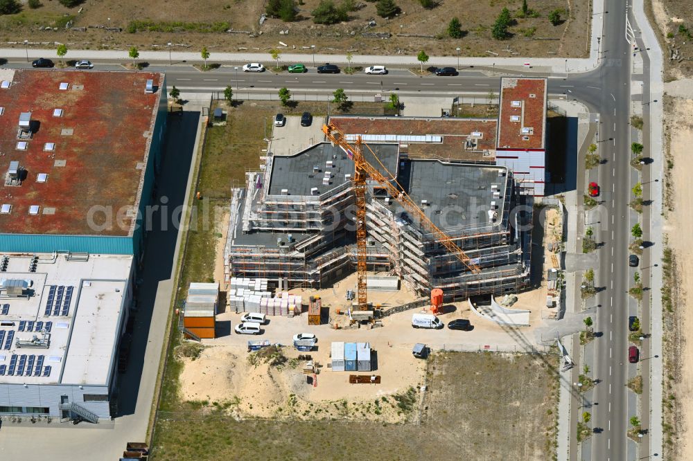 Aerial image Berlin - New construction of the company administration building EvoLogics GmbH on Wagner-Regeny-Strasse in the district Johannisthal in Berlin, Germany