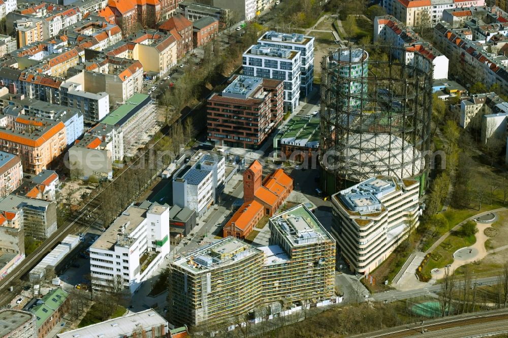 Berlin from above - New construction of the company administration building of GASAG on EUREF-Campus in the district Schoeneberg in Berlin, Germany