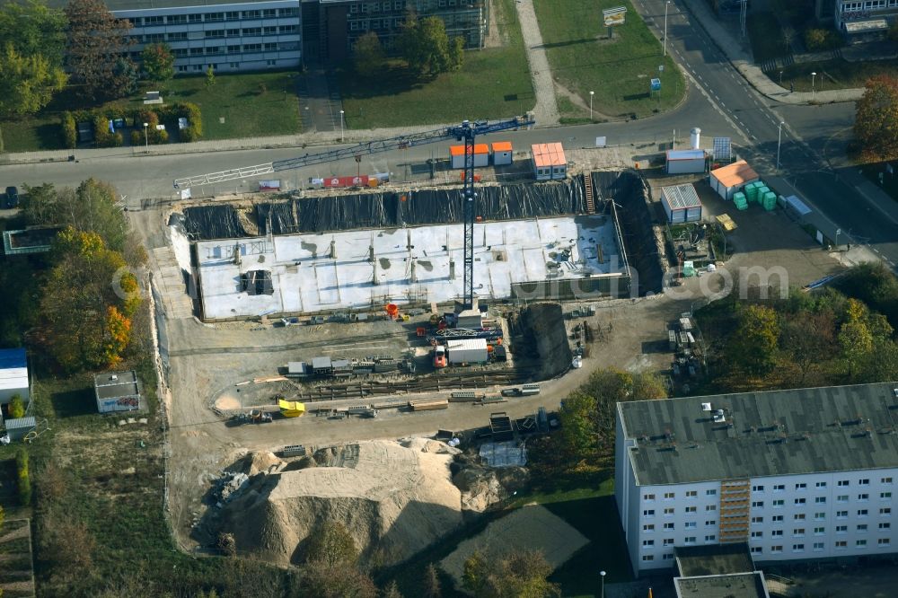 Cottbus from the bird's eye view: New construction of the company administration building of the startup center on Konrad-Wachsmann-Allee corner - Siemens-Halske-Ring in Cottbus in the state Brandenburg, Germany