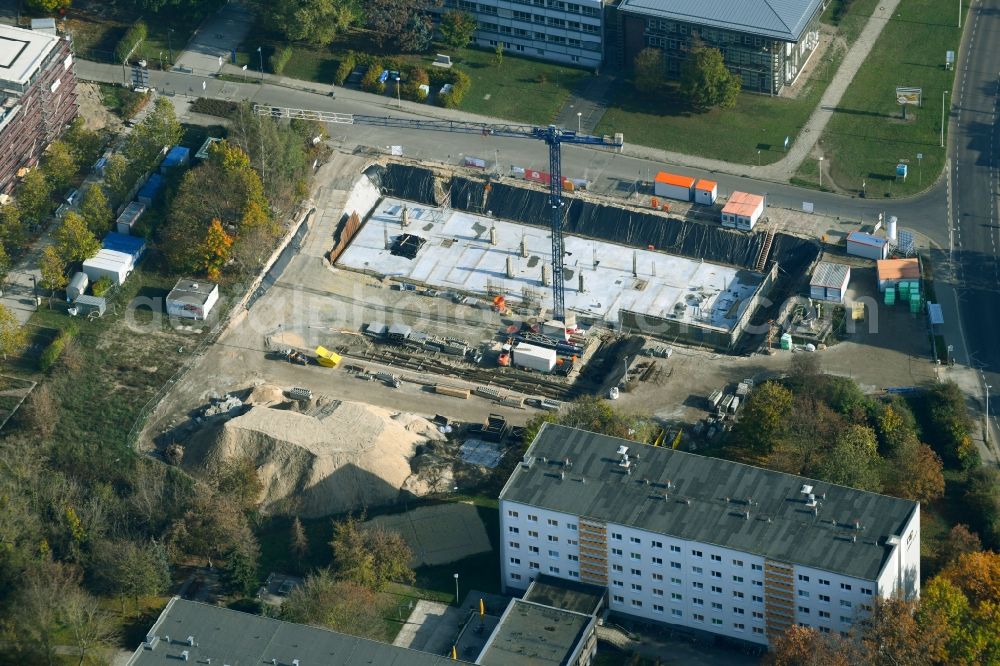 Aerial image Cottbus - New construction of the company administration building of the startup center on Konrad-Wachsmann-Allee corner - Siemens-Halske-Ring in Cottbus in the state Brandenburg, Germany