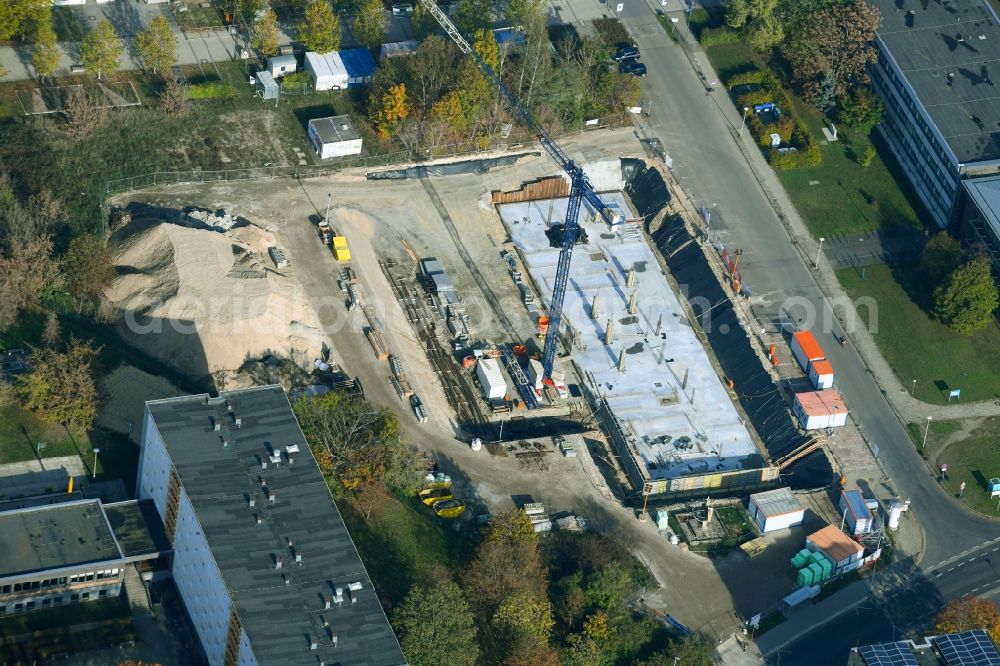 Aerial photograph Cottbus - New construction of the company administration building of the startup center on Konrad-Wachsmann-Allee corner - Siemens-Halske-Ring in Cottbus in the state Brandenburg, Germany