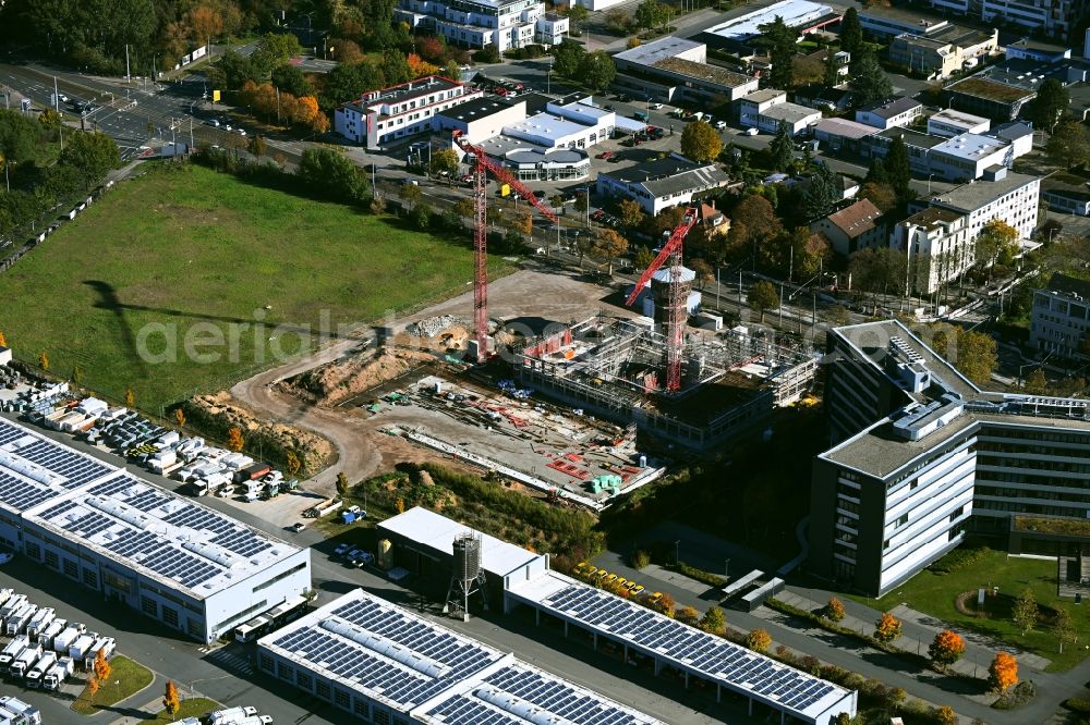Darmstadt from above - New construction of the company administration building of ISRA VISION AG on Frankfurter Strasse in the district Darmstadt-Nord in Darmstadt in the state Hesse, Germany