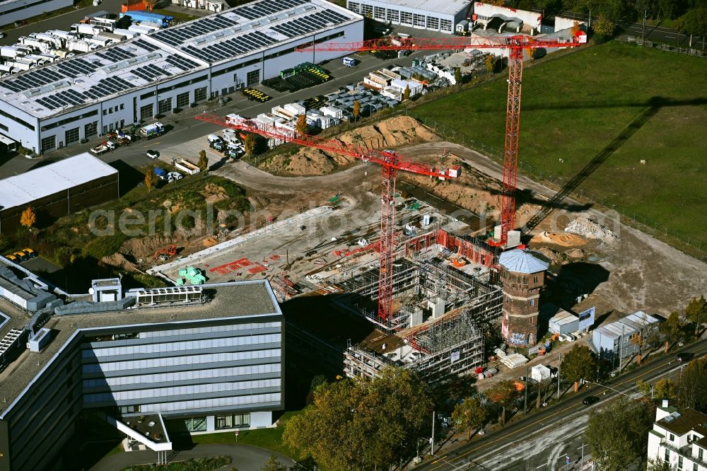 Aerial image Darmstadt - New construction of the company administration building of ISRA VISION AG on Frankfurter Strasse in the district Darmstadt-Nord in Darmstadt in the state Hesse, Germany