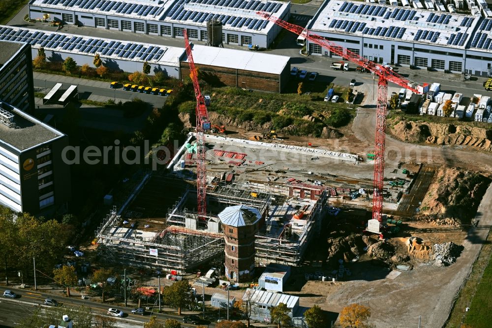 Aerial photograph Darmstadt - New construction of the company administration building of ISRA VISION AG on Frankfurter Strasse in the district Darmstadt-Nord in Darmstadt in the state Hesse, Germany