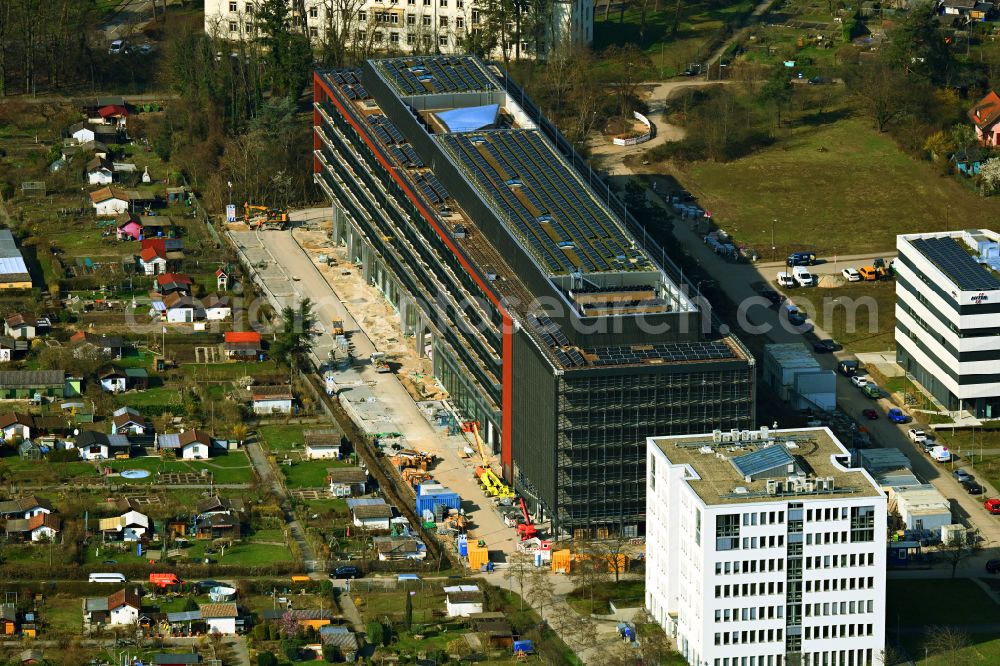 Aerial photograph Karlsruhe - New construction of the company administration building Vec-tor Cam-pus on street Hirtenweg - Emmy-Noether-Strasse in the district Rintheim in Karlsruhe in the state Baden-Wuerttemberg, Germany