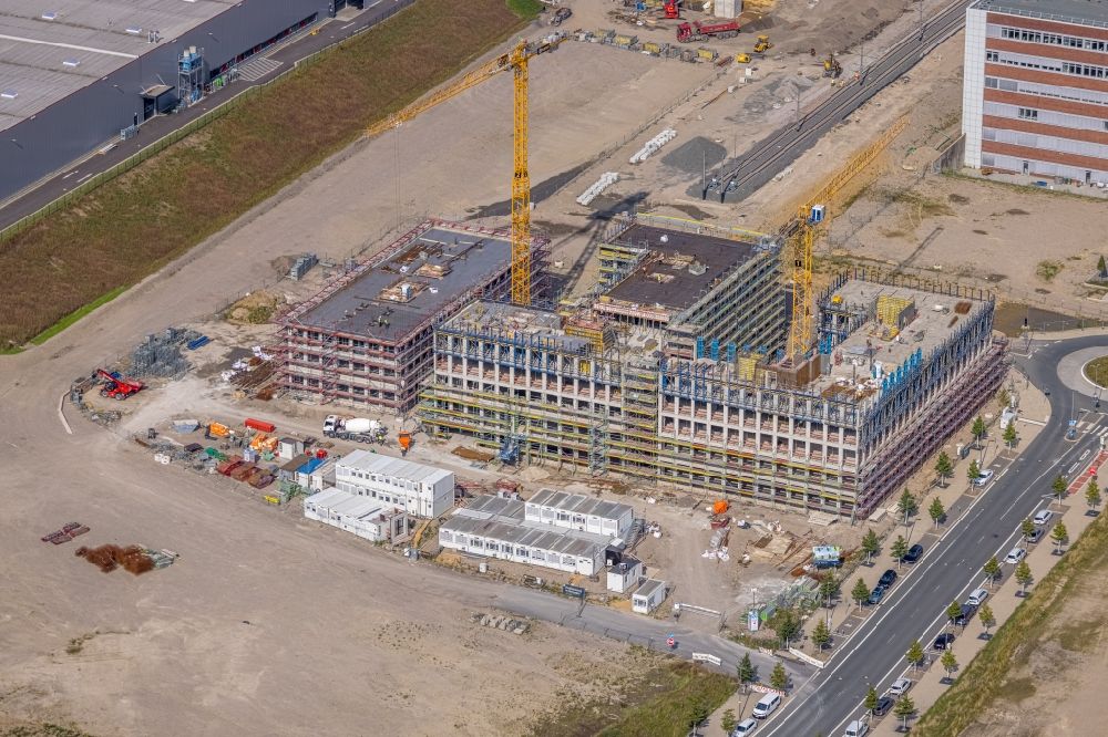 Aerial image Bochum - New construction of the company administration building O-Werk on street Suttner-Nobel-Allee in Bochum at Ruhrgebiet in the state North Rhine-Westphalia, Germany