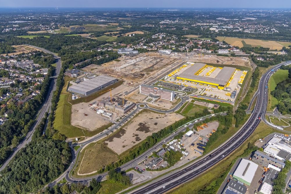 Aerial photograph Bochum - New construction of the company administration building O-Werk on street Suttner-Nobel-Allee in Bochum at Ruhrgebiet in the state North Rhine-Westphalia, Germany