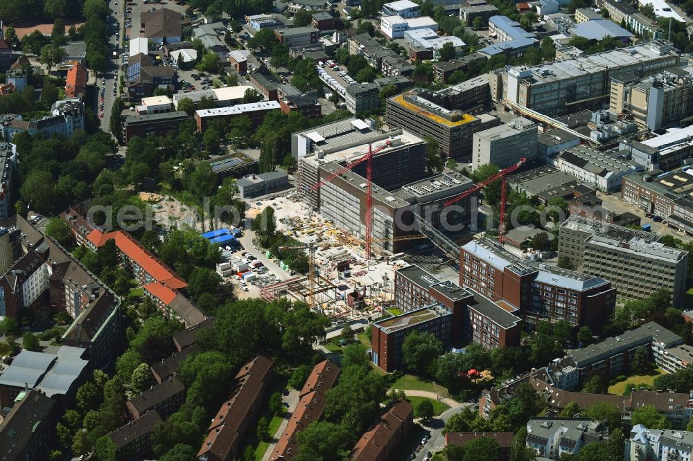 Hamburg from the bird's eye view: New construction of the company administration building Headquarters of Beiersdorf AG in the district Eimsbuettel in Hamburg, Germany