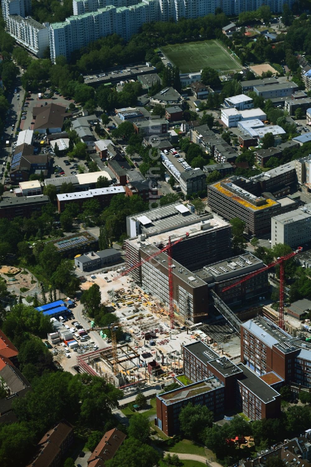 Aerial image Hamburg - New construction of the company administration building Headquarters of Beiersdorf AG in the district Eimsbuettel in Hamburg, Germany