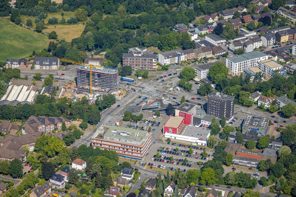 Duisburg from above - Construction site of banking administration building of the financial services company Sparkasse in the district Buchholz in Duisburg at Ruhrgebiet in the state North Rhine-Westphalia, Germany