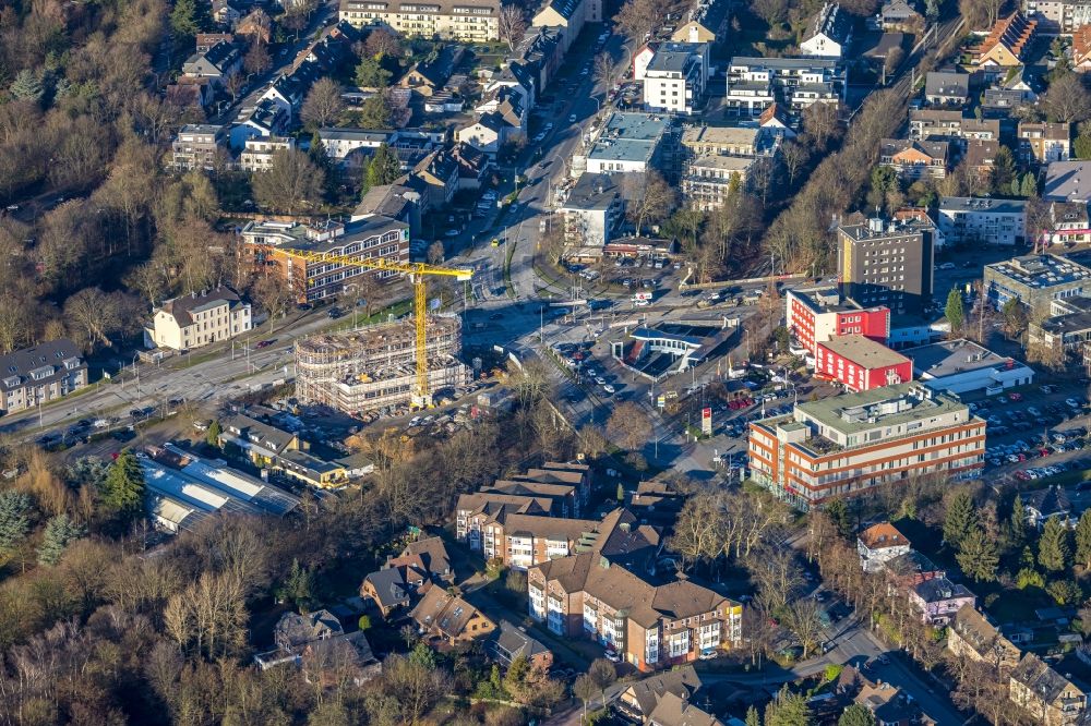 Aerial image Duisburg - Construction site of banking administration building of the financial services company Sparkasse in the district Buchholz in Duisburg at Ruhrgebiet in the state North Rhine-Westphalia, Germany