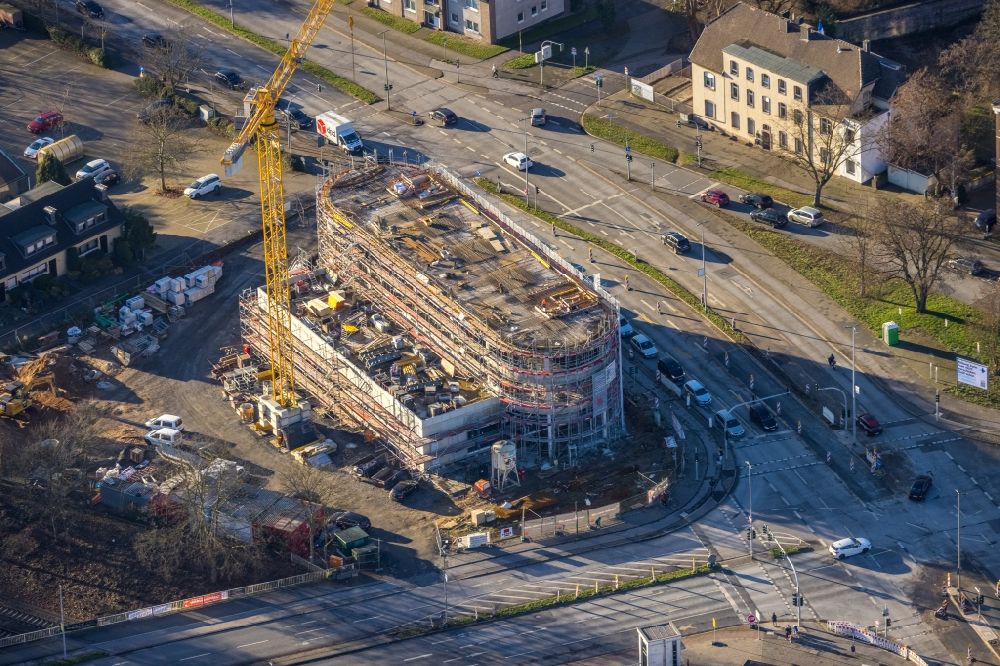 Aerial photograph Duisburg - Construction site of banking administration building of the financial services company Sparkasse in the district Buchholz in Duisburg at Ruhrgebiet in the state North Rhine-Westphalia, Germany