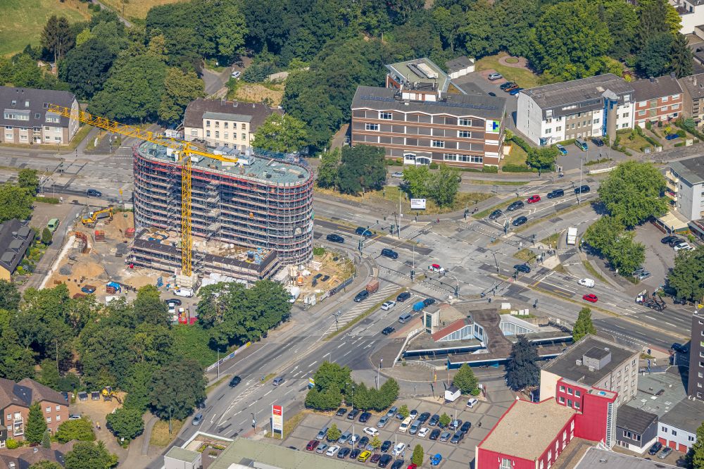 Duisburg from the bird's eye view: Construction site of banking administration building of the financial services company Sparkasse in the district Buchholz in Duisburg at Ruhrgebiet in the state North Rhine-Westphalia, Germany