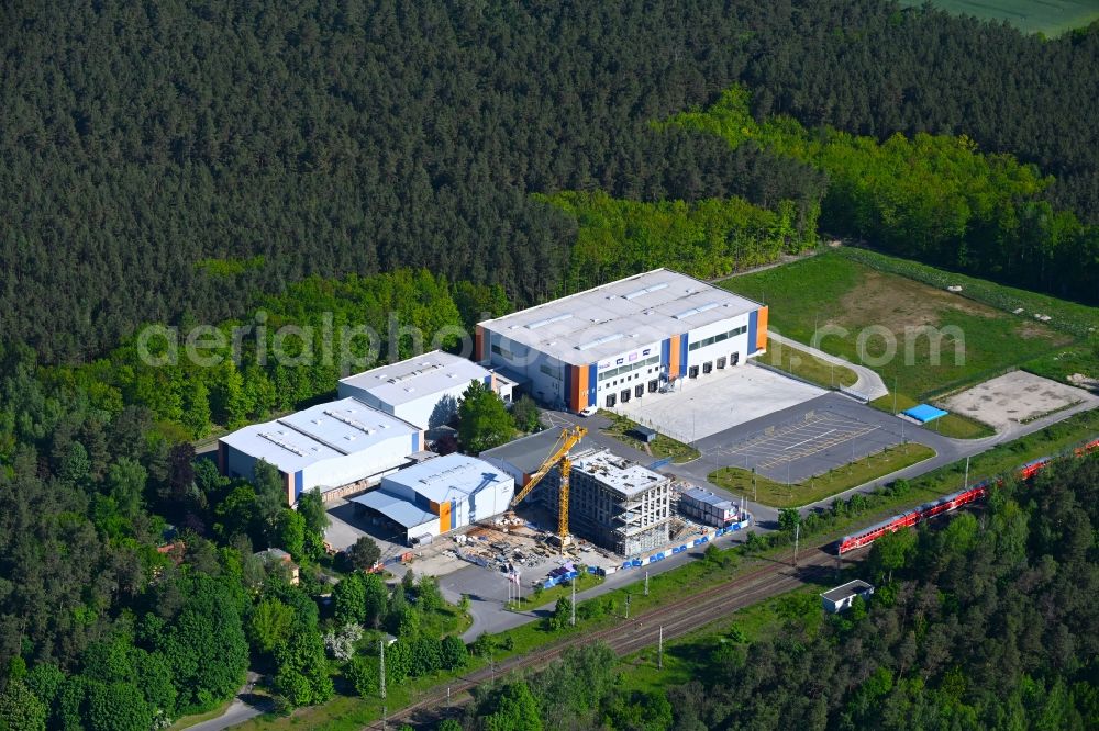 Aerial image Biesenthal - Construction site of banking administration building of the financial services company TZMO Deutschland in Biesenthal in the state Brandenburg, Germany
