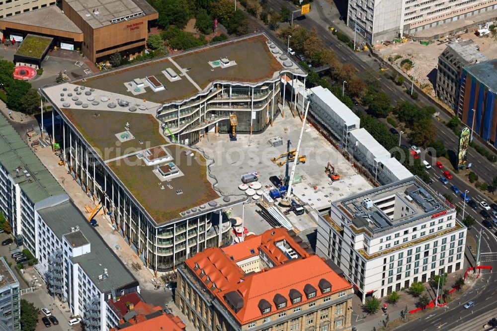 Leipzig from above - Construction site of banking administration building of the financial services company SAB - Forum - Saechsische Aufbaubank in Leipzig in the state Saxony, Germany
