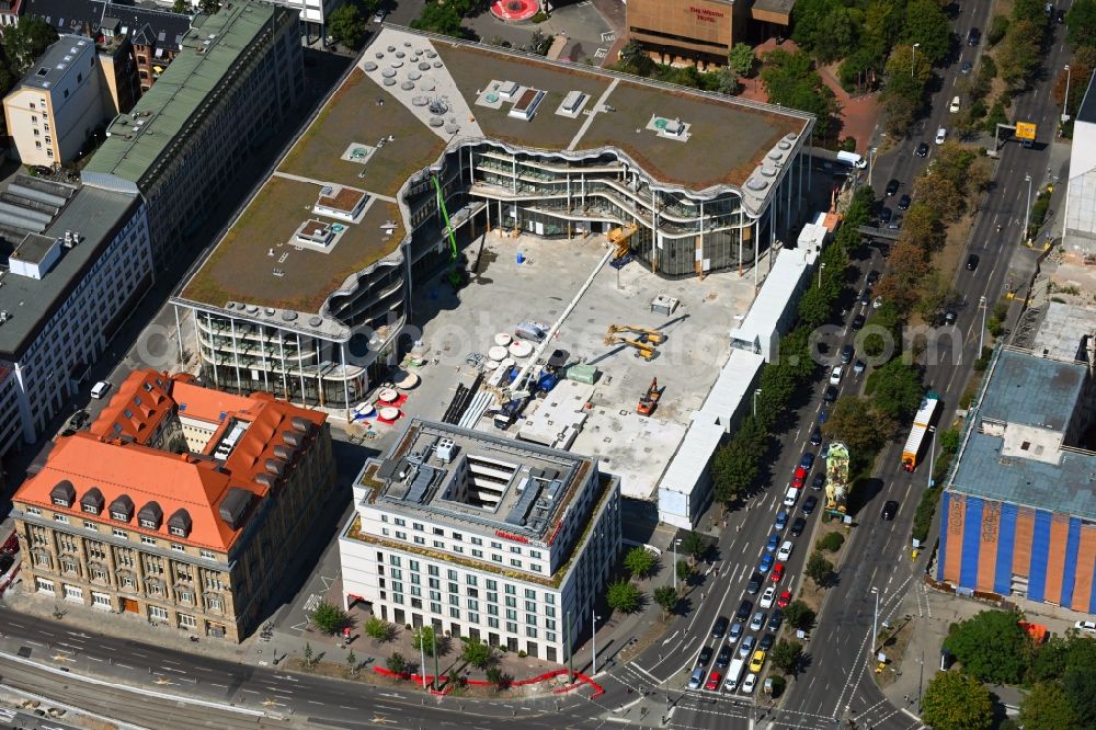 Aerial photograph Leipzig - Construction site of banking administration building of the financial services company SAB - Forum - Saechsische Aufbaubank in Leipzig in the state Saxony, Germany