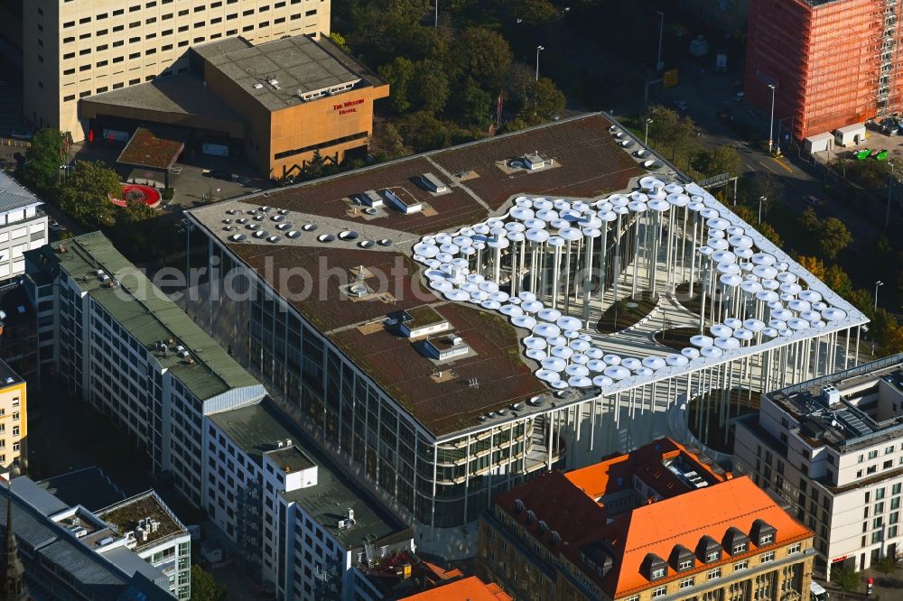 Aerial photograph Leipzig - Banking administration building of the financial services company SAB - Forum - Saechsische Aufbaubank in Leipzig in the state Saxony, Germany