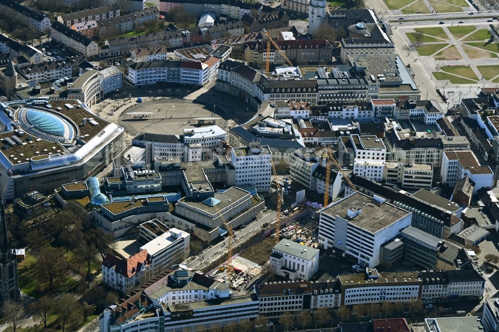 Kassel from the bird's eye view: Construction site of banking administration building S-Finanz-Campus of the financial services company of Kasseler Sparkasse on Spohrstrasse in the district Mitte in Kassel in the state Hesse, Germany