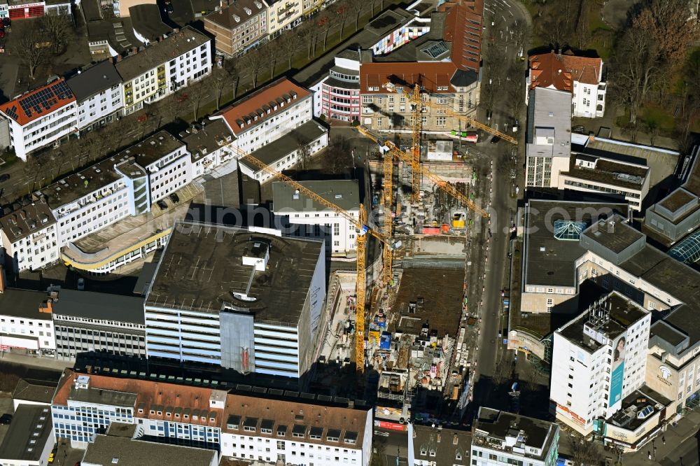 Kassel from above - Construction site of banking administration building S-Finanz-Campus of the financial services company of Kasseler Sparkasse on Spohrstrasse in the district Mitte in Kassel in the state Hesse, Germany