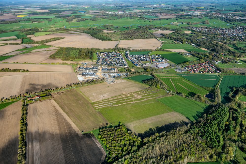 Aerial photograph Stade - Construction site of residential area of single-family settlement Heidesiedlung in the district Riensfoerde in Stade in the state Lower Saxony, Germany