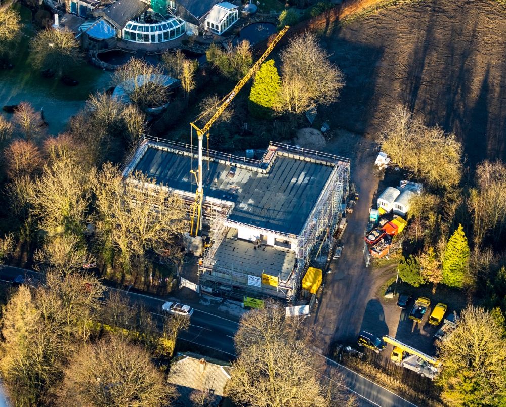 Aerial photograph Ennepetal - New construction of a residential and commercial building on the ground of the formerly Haus Lohmann on Breckerfelder Strasse in the district Buelbringen in Ennepetal in the state North Rhine-Westphalia, Germany