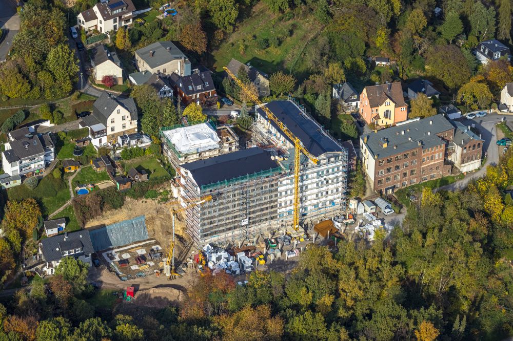 Wetter (Ruhr) from above - New construction of a residential and commercial building - Buerogebaeude Burg-Domizil in Wetter (Ruhr) at Ruhrgebiet in the state North Rhine-Westphalia, Germany