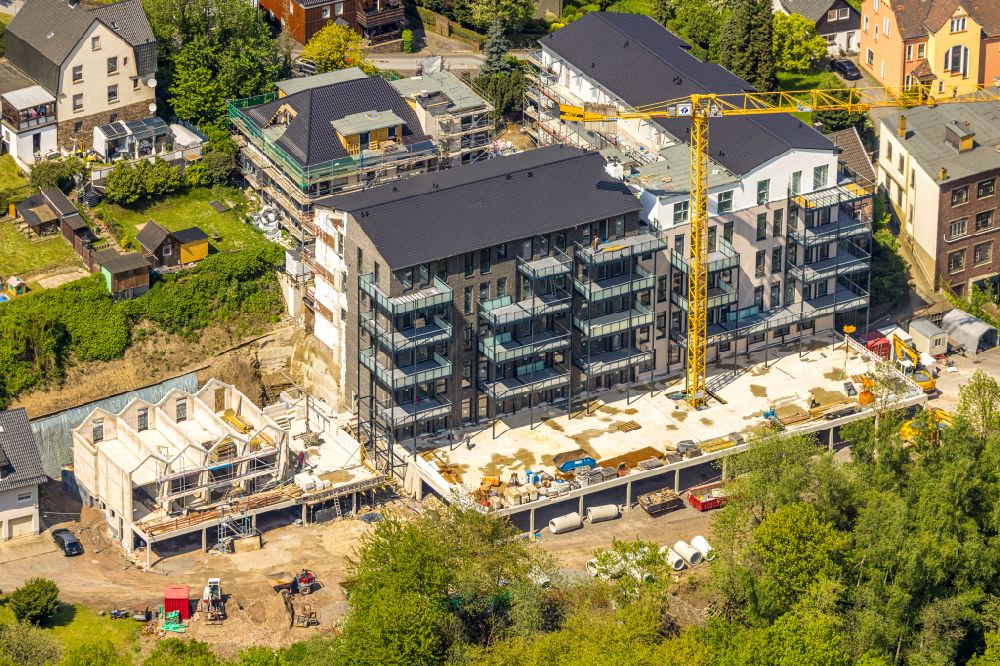 Wetter (Ruhr) from the bird's eye view: New construction of a residential and commercial building - Buerogebaeude Burg-Domizil in Wetter (Ruhr) at Ruhrgebiet in the state North Rhine-Westphalia, Germany