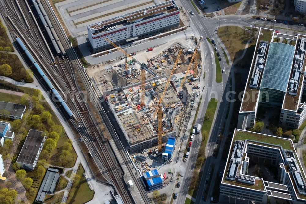Aerial photograph München - New construction of a residential and commercial building on Carl-Wery-Strasse in the district Neuperlach in Munich in the state Bavaria, Germany