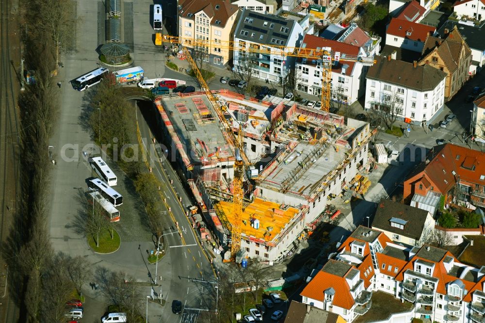 Aerial image Ludwigsburg - New construction of a residential and commercial building on Kallenberg'sches Gelaende on Bahnhofstrasse in Ludwigsburg in the state Baden-Wurttemberg, Germany