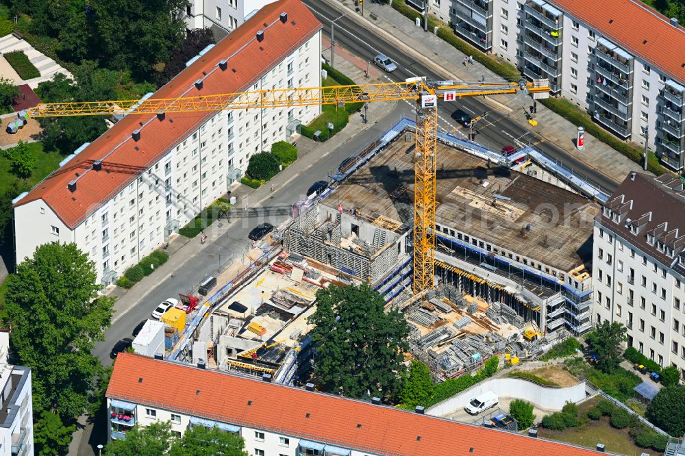 Aerial photograph Dresden - New construction of a residential and commercial building Katholisches Probst-Beier-Haus on street Schweriner Strasse - Ermischstrasse in Dresden in the state Saxony, Germany