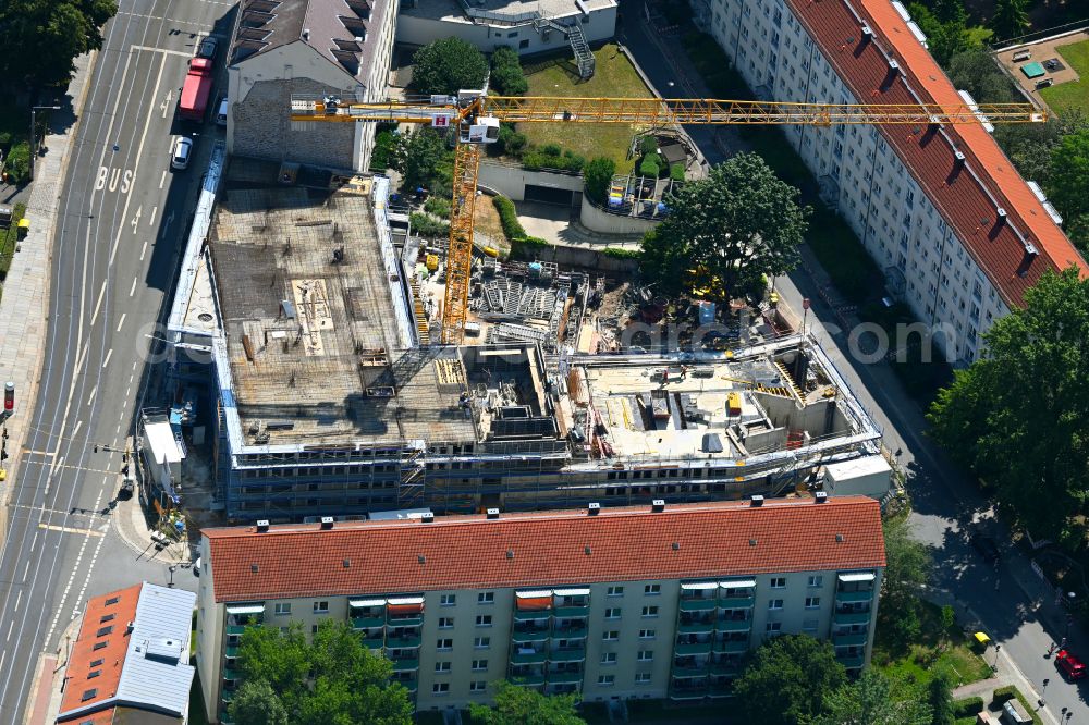 Aerial image Dresden - New construction of a residential and commercial building Katholisches Probst-Beier-Haus on street Schweriner Strasse - Ermischstrasse in Dresden in the state Saxony, Germany