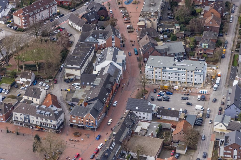 Aerial image Kirchhellen - Construction site for a new residential and commercial building of the Kirchhellener Arkaden in Kirchhellen in the state North Rhine-Westphalia, Germany