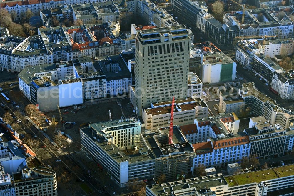 Aerial photograph Berlin - New construction of a residential and commercial building on Knesebeckstrasse in the district Charlottenburg in Berlin, Germany