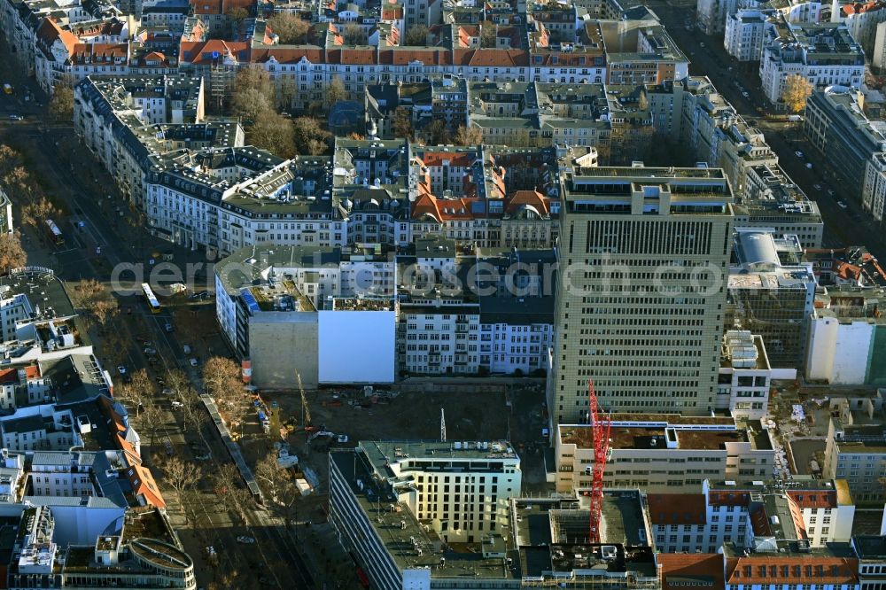 Berlin from above - New construction of a residential and commercial building on Knesebeckstrasse in the district Charlottenburg in Berlin, Germany