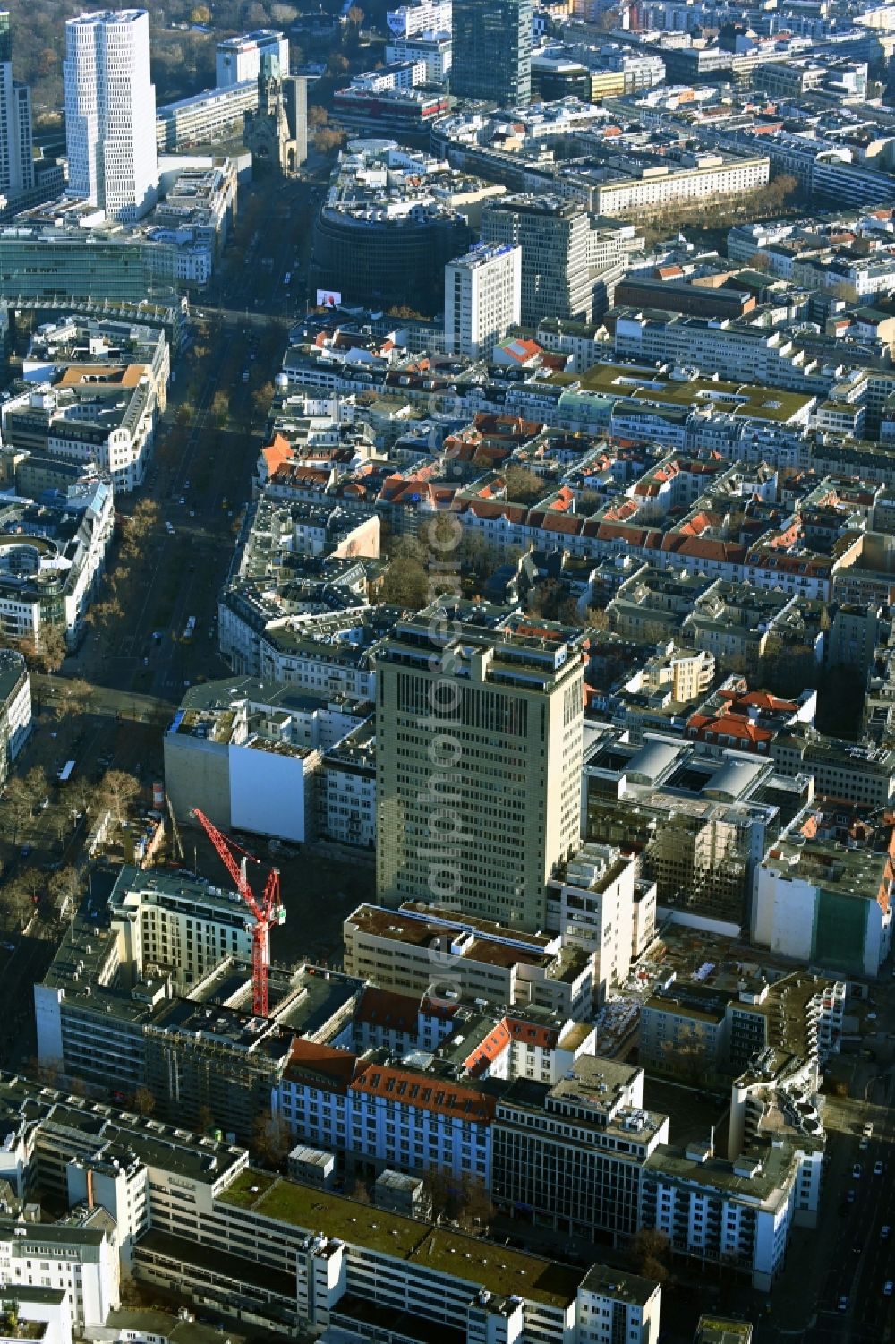 Aerial image Berlin - New construction of a residential and commercial building on Knesebeckstrasse in the district Charlottenburg in Berlin, Germany