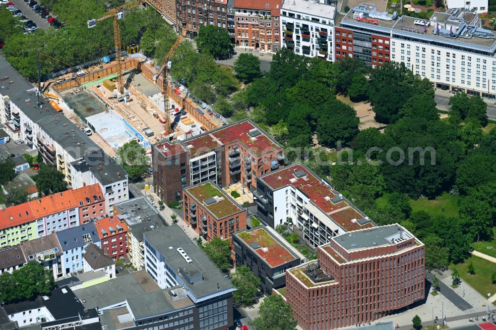 Aerial photograph Hannover - New construction of a residential and commercial building Quartier Am Klagesmarkt on Klagesmarkt in Hannover in the state Lower Saxony, Germany