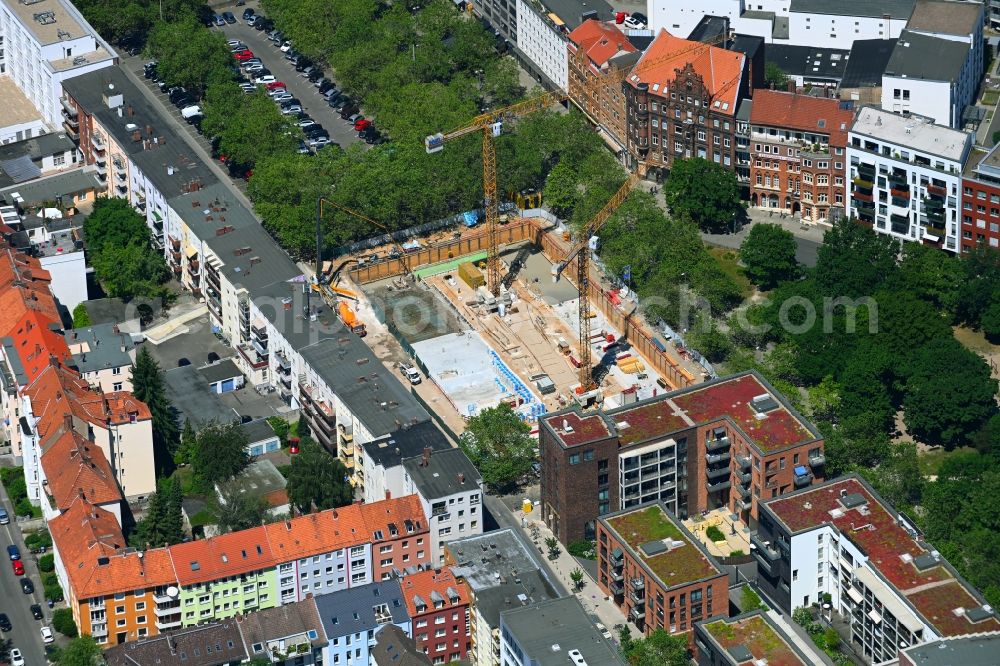 Hannover from above - New construction of a residential and commercial building Quartier Am Klagesmarkt on Klagesmarkt in Hannover in the state Lower Saxony, Germany