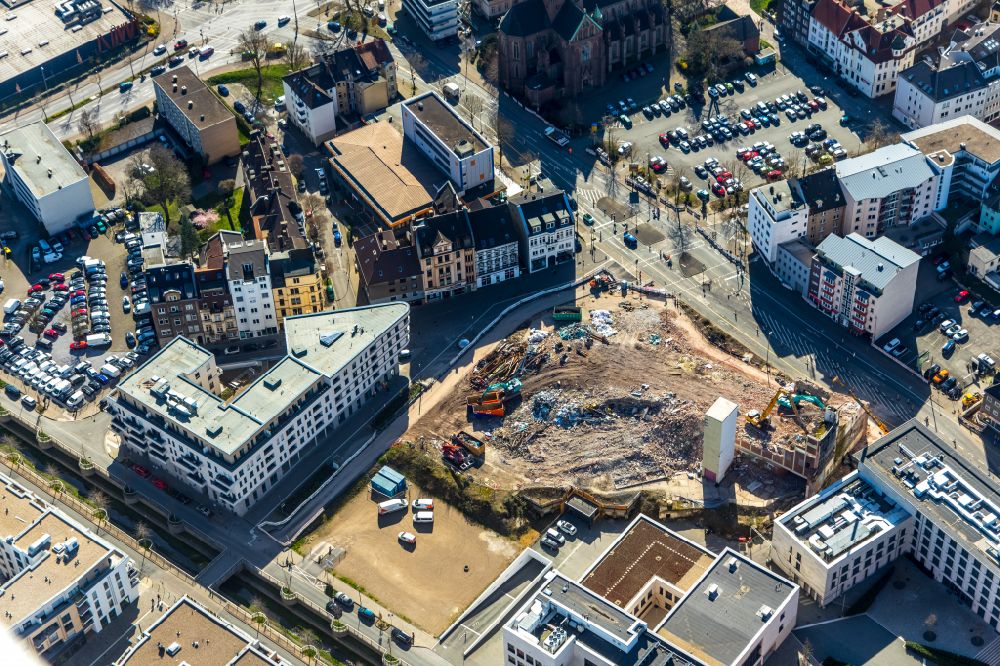 Dortmund from the bird's eye view: New construction of a residential and commercial building Stiftsquartier in the district Hoerde in Dortmund at Ruhrgebiet in the state North Rhine-Westphalia, Germany