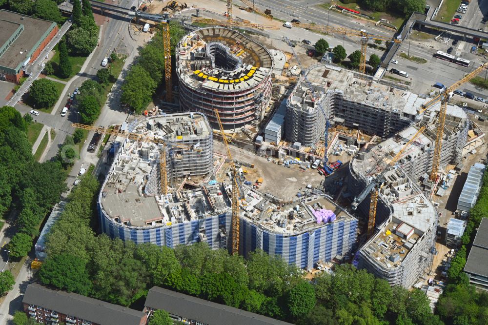 Aerial image Hamburg - New residential and commercial building Quarter Ipanema on Ueberseering in the district Winterhude in Hamburg, Germany